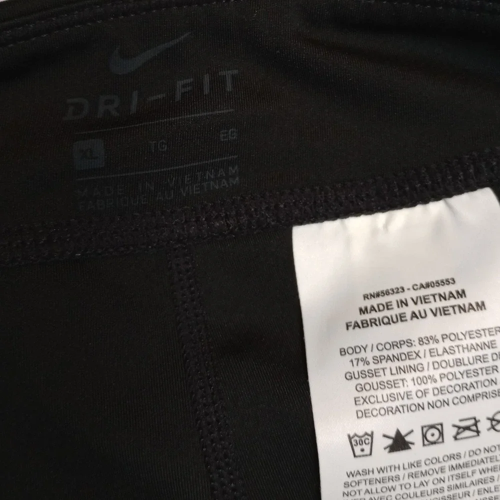 Nike Dri-Fit Leggings Girls XL Black White Swoosh Logo Graphic Activewear